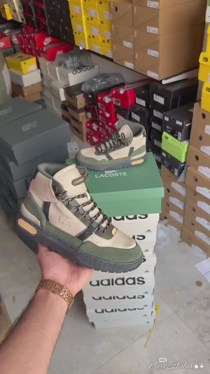 Lacoste High-Top Sneakers – Beige & Olive