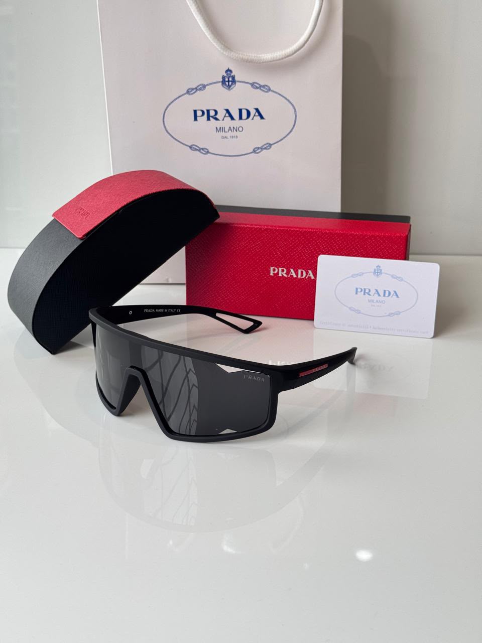 Prada-Inspired Oversized Shield Sunglasses