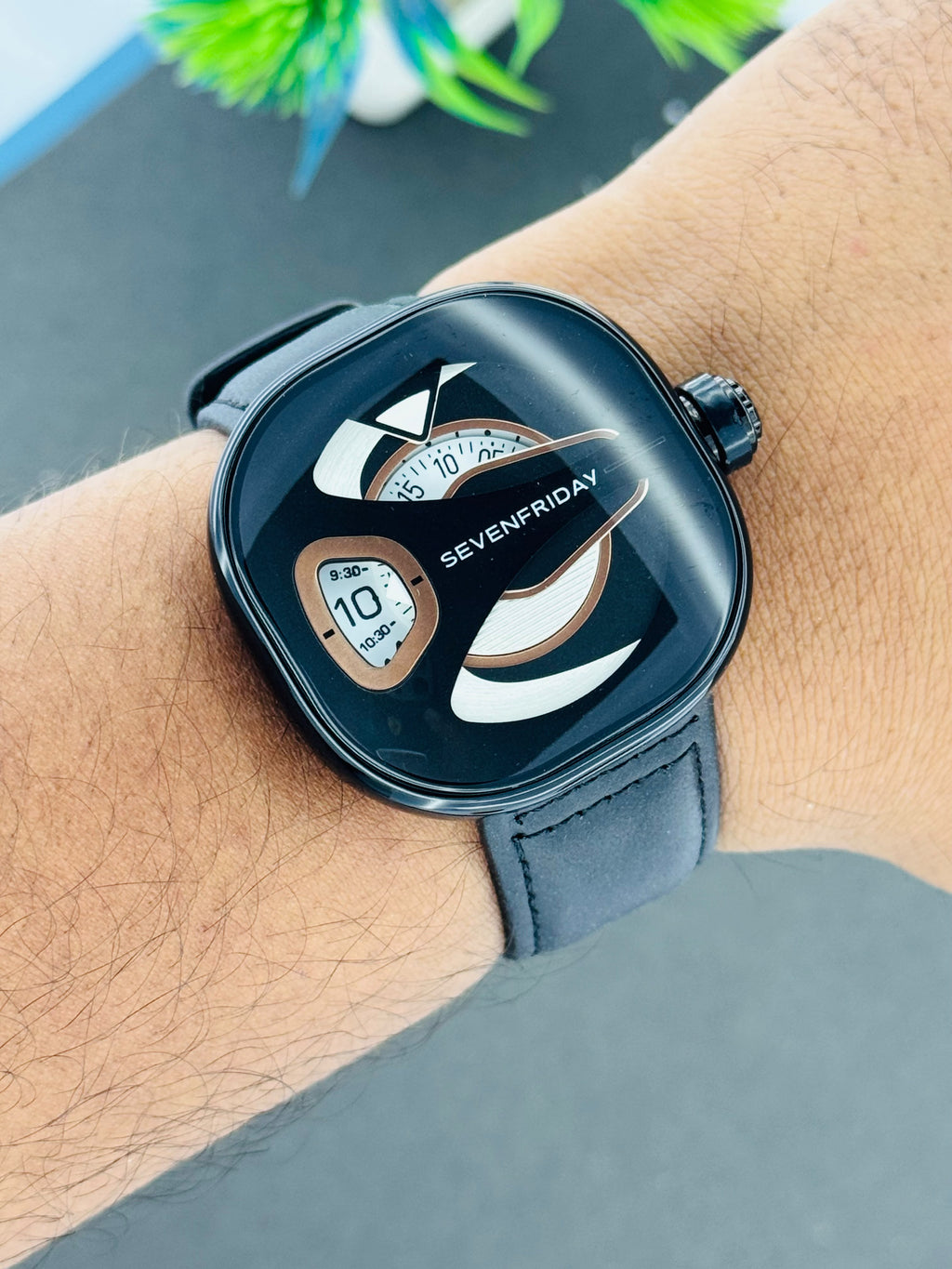 SevenFriday Black & Rose Gold Statement Watch