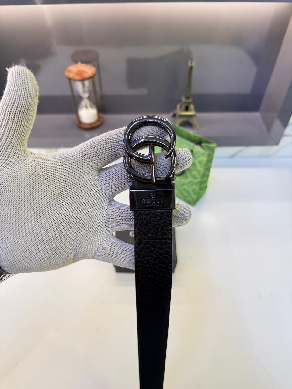 Gucci-Style Reversible Leather Belt
