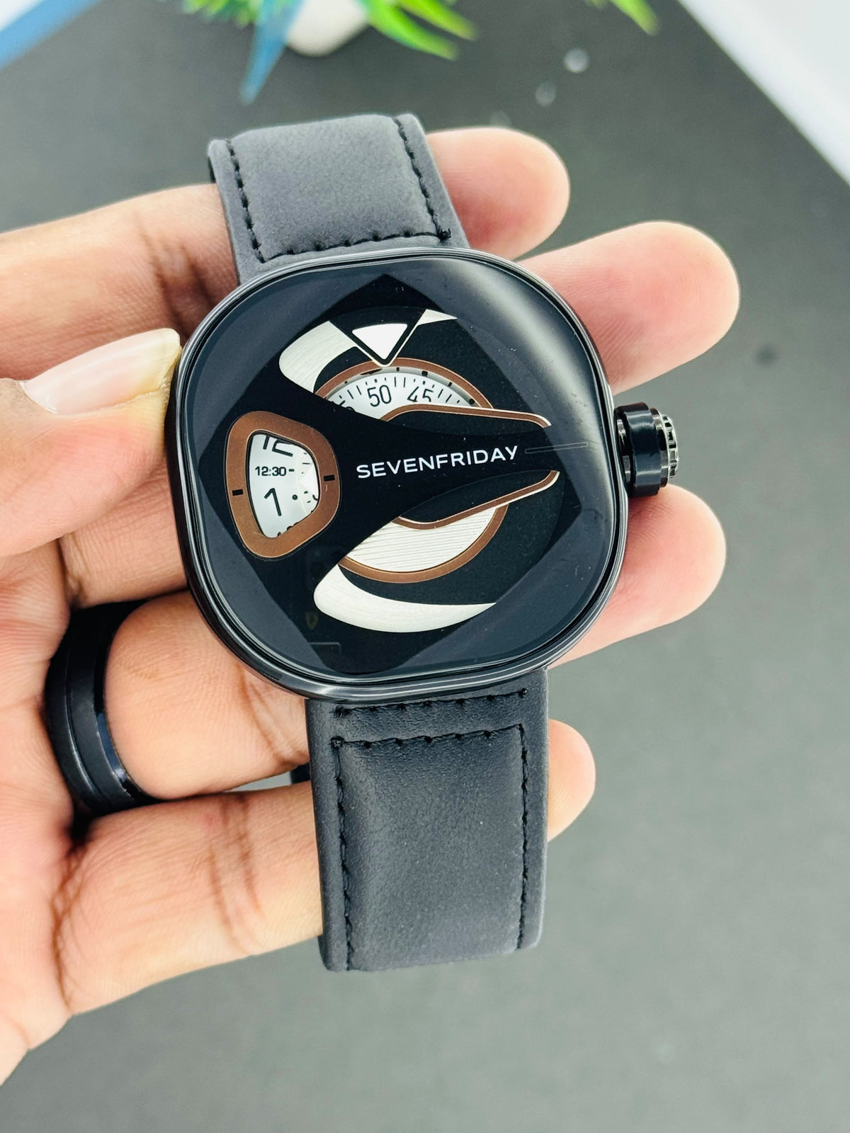 SevenFriday Black & Rose Gold Statement Watch
