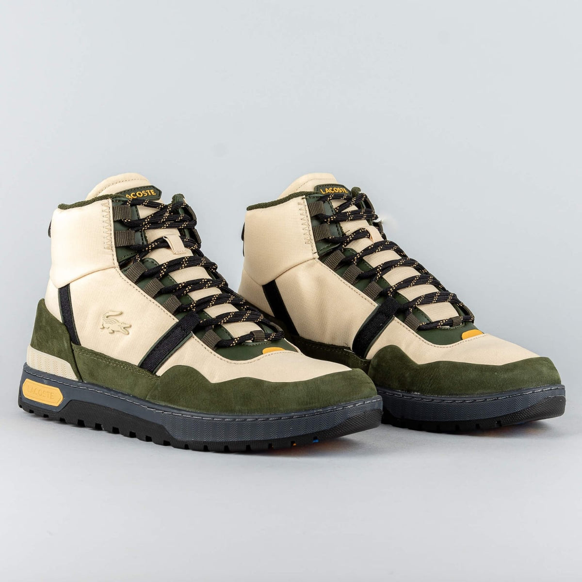 Lacoste High-Top Sneakers – Beige & Olive
