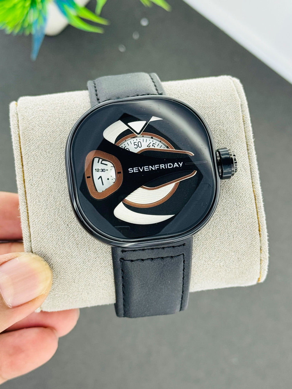 SevenFriday Black & Rose Gold Statement Watch