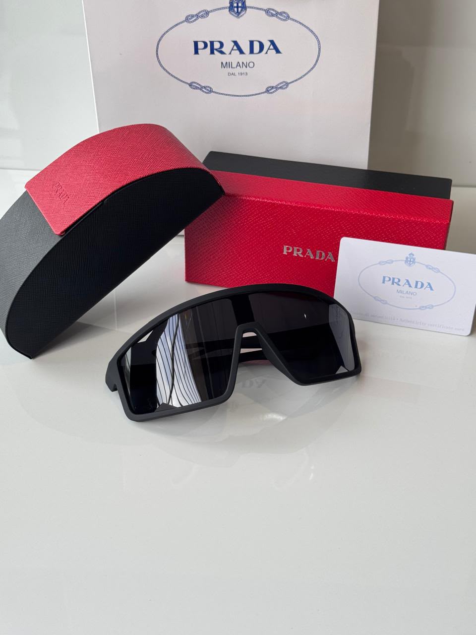Prada-Inspired Oversized Shield Sunglasses
