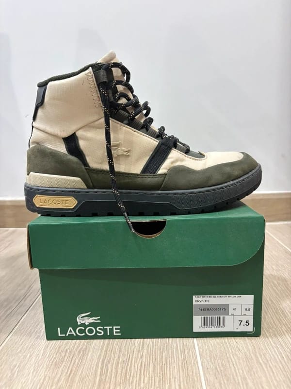 Lacoste High-Top Sneakers – Beige & Olive